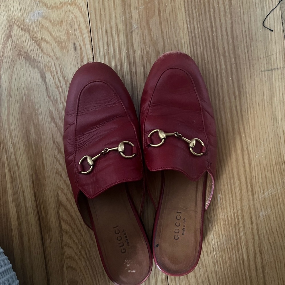 Gucci Women's Red Leather Loafers